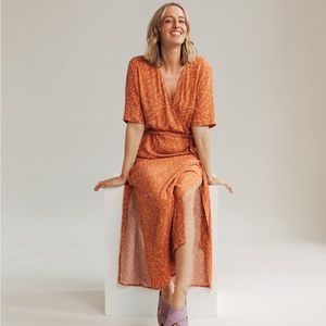 Teresa Casamonti Peach Floral Wrap Dress